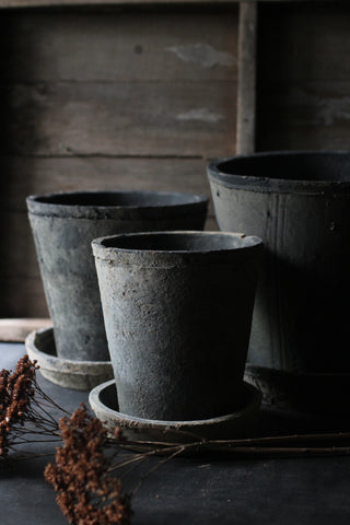 Black Terracotta Planters with saucers.
