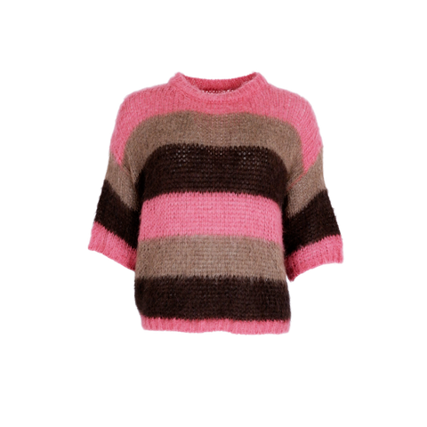 MEGAN striped S/S knit jumper Rose Coffee
