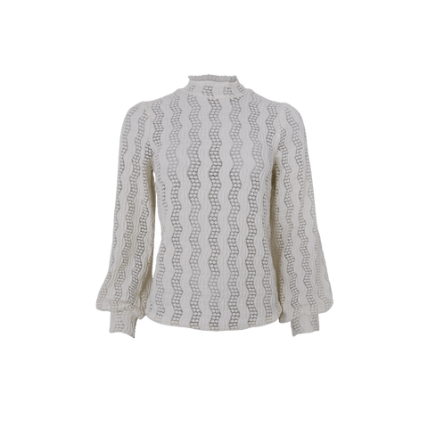 ELEONORA lace blouse w. turtleneck Off White