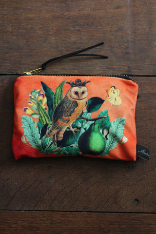 Madame Treacle Velvet Owl Zip Bag
