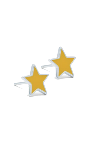 Yellow Star Post earring,  925 Sterling
