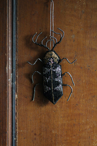 Beaded Bug | silver-black-gold