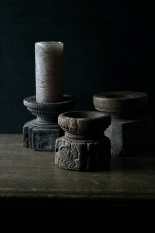 Antique pillar candleholders