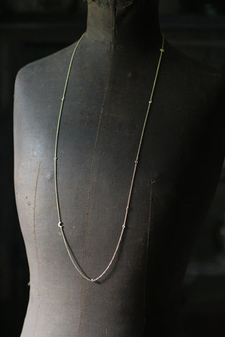 Long Necklace with moon/zircon pendants | Gold plated