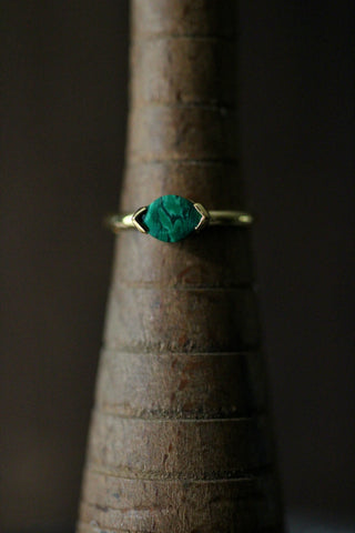 Malachite Siren Gold plated  Sterling Silver, Adjustable Ring, by SVP