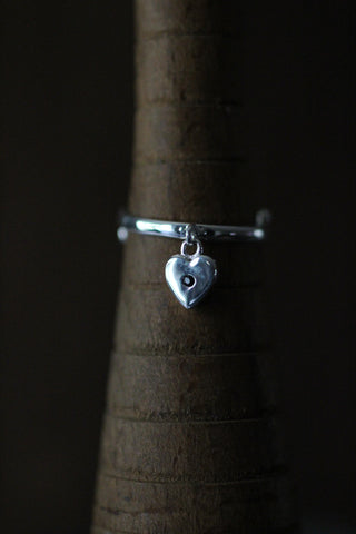 Supersonic Small Heart Silver Charm Ring, by SVP