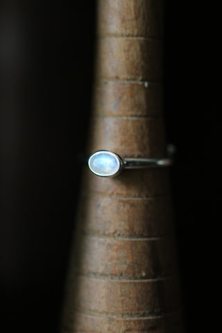 Rainbow Moonstone Atomic Micro Silver Ring, by SVP