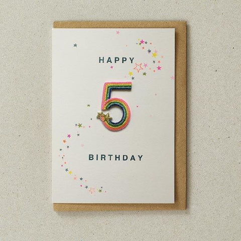 Embroidered Patch Card 5th Birthday