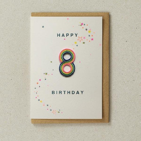 Embroidered Patch Card 8th Birthday