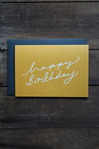 Katie Leamon Extract Birthday Scroll Mustard Card
