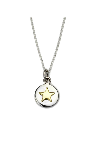 Good Luck circle Necklace - Gold Star