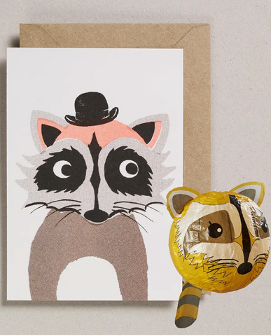 Japanese Paper Balloon Cards - Raccoon