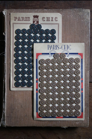72 Vintage French Buttons on original card