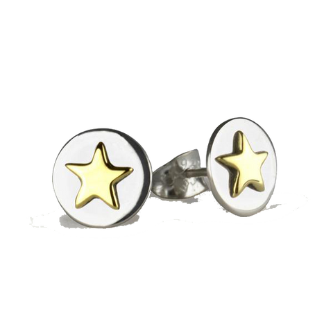 Good Luck circle Earrings - Gold Star