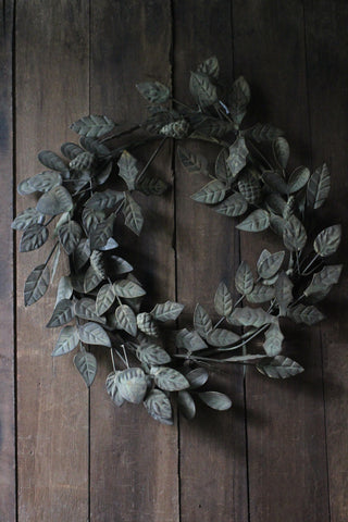 Verdigris Wreath with Leaves