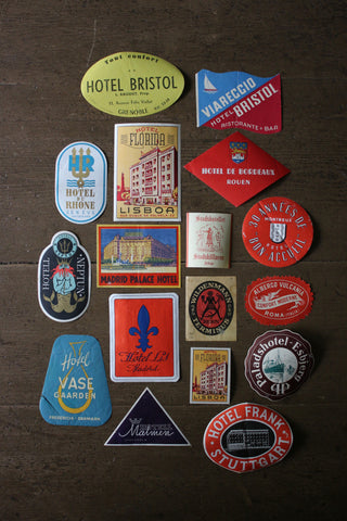 Set of Original Vintage Hotel Travel Labels