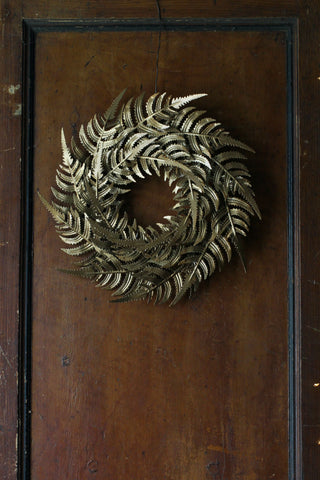 Gold Metal Fern wreath  | 35cm