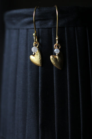 Moonstone Heart Earrings | Gold Plated