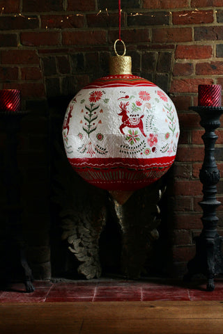 Extra Large Papermache Festive Bauble