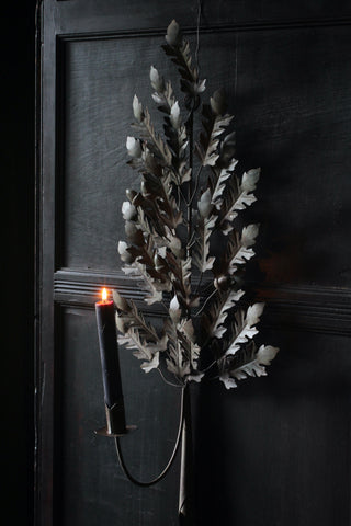 Oak leaves, metal wall sconce