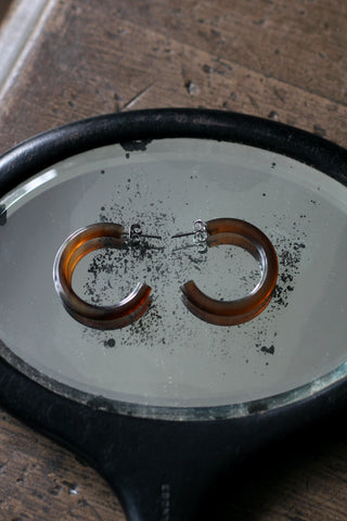 Natural rounded hoop earring | Brown Buffalo Horn