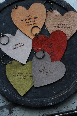 Leather Heart Keychains