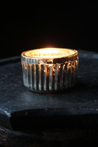 'Mercury' glass style antiqued t-light holder.