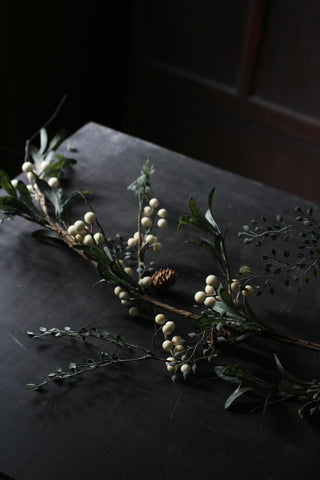 White Berry Garland with Frosted Leaves