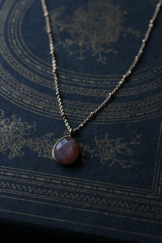 Adoration Peach Moonstone Necklace | Gold Plated