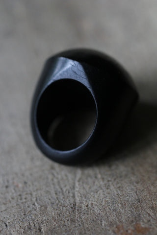 DOMED BLACK WOOD RING