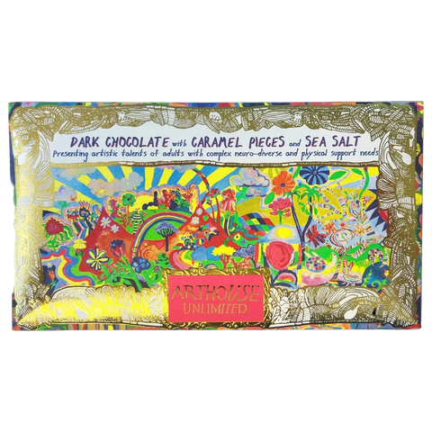 Joy Revolution, Dark Chocolate Bar with Caramel Pieces & Sea Salt