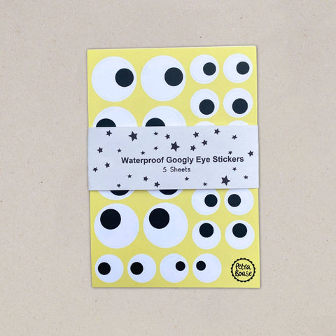 Googly Eye Waterproof Stickers - 5 Sheets Per Pack.
