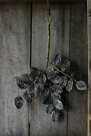 Branch with silver/black beaded leaves (lg)