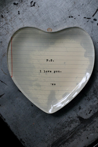 PS I Love You | Small Heart Decoupage Plate