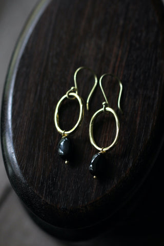 Graceful Black Onyx Gold Plated Earrings