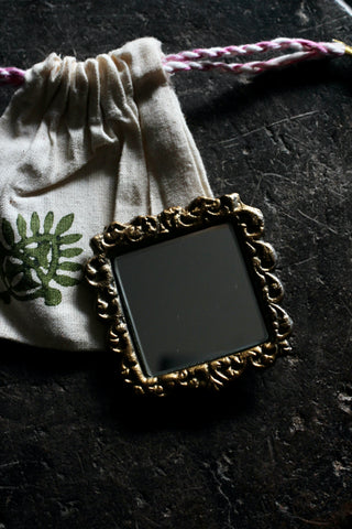 Square Hand mirror with cotton bag