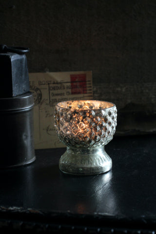 Footed Antiqued Silver T-light holder