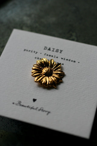 Daisy Flower Gold Plated Brooch