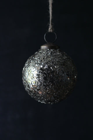Glass flakes bauble, 7.5cm