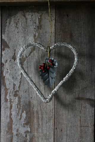 Walther & Co | Beaded Heart with Zinc Holly