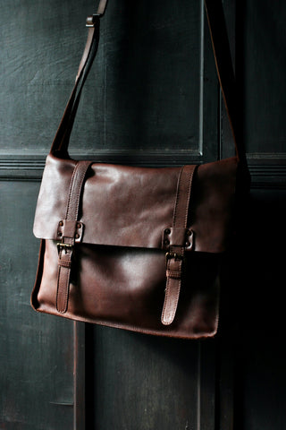 Vintage Style Leather Messenger Bag | Rust