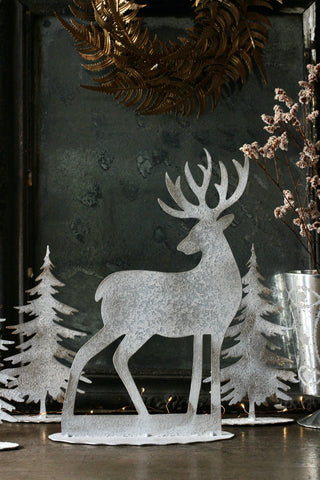 Freestanding Aged White Reindeer