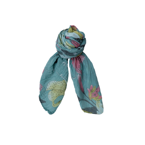 Amour Floral Scarf Aqua