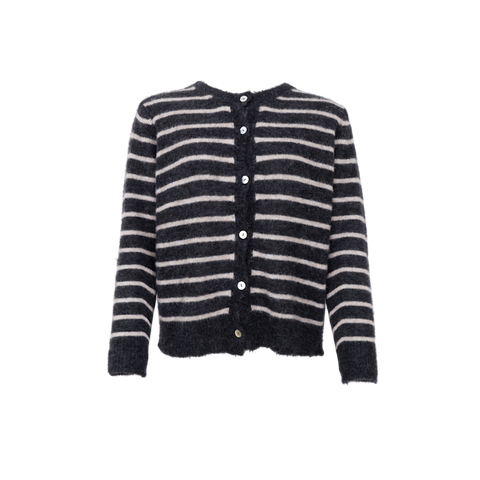DELL striped knit cardigan Dk Grey