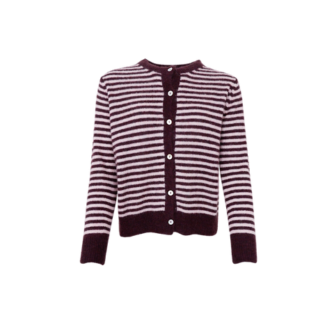 DELL striped knit cardigan Plum