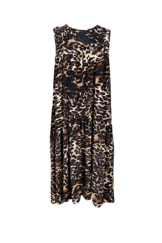 Black Colour LUNA boho midi dress - Leopard