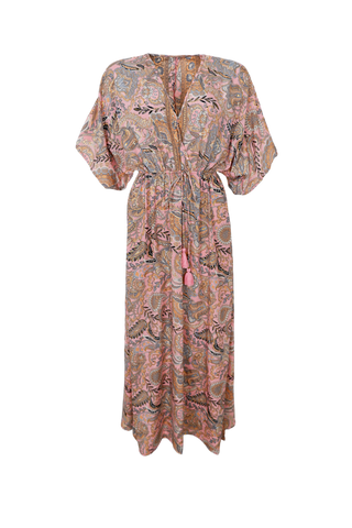 LUNA long V-neck dress Imperial Rose