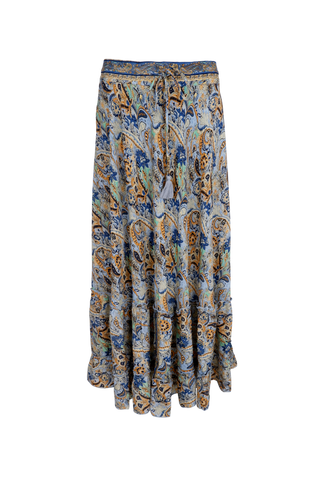 LUNA frill maxi skirt - Botanical Blue