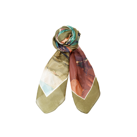 MARBLE silk scarf Army