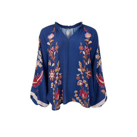 MARIGOLD blouse Dk. Blue Flower
